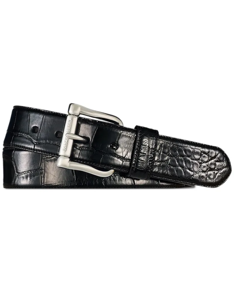 Ralph Lauren Alligator-Gürtel - Schwarz Schwarz