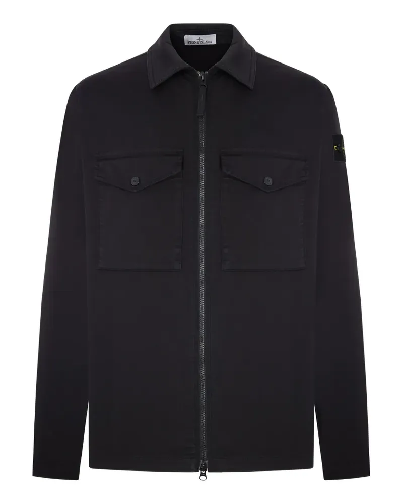 Stone Island flap-pockets zip-up overshirt - Schwarz Schwarz