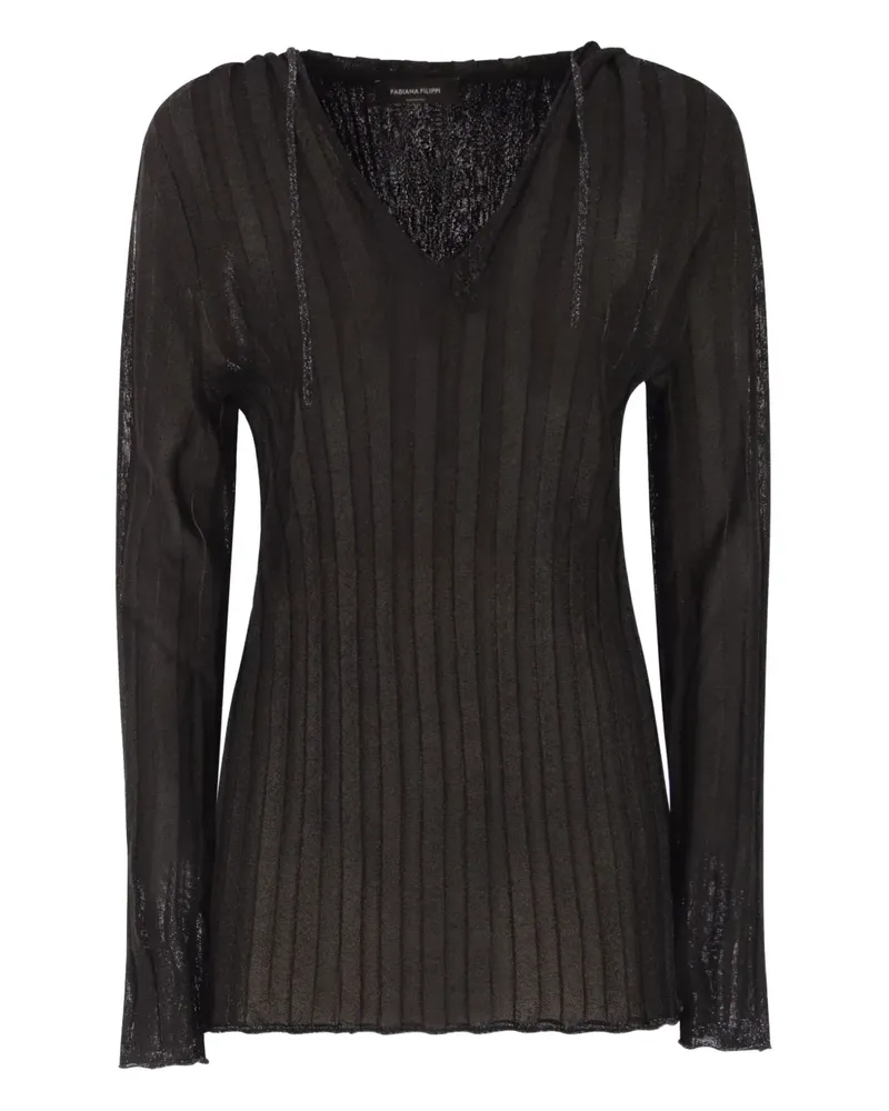 Fabiana Filippi Hoodie mit V-Ausschnitt - Schwarz Schwarz