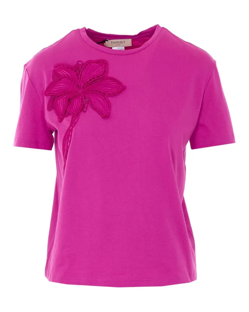 Twin-Set embroidered floral T-shirt - Rosa Rosa