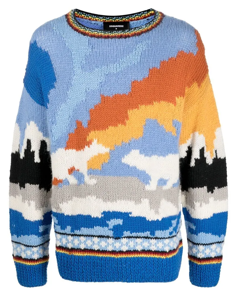 Dsquared2 Pullover mit Intarsienmuster - Blau Blau