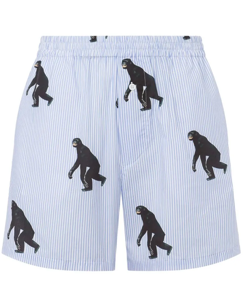 Moschino Gestreifte Shorts mit grafischem Print - Blau Blau