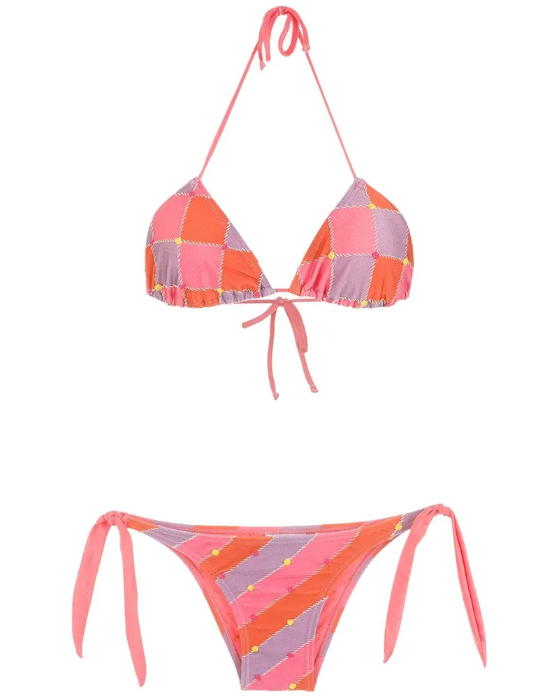 Amir Slama Bikini mit Karomuster - Rosa Rosa