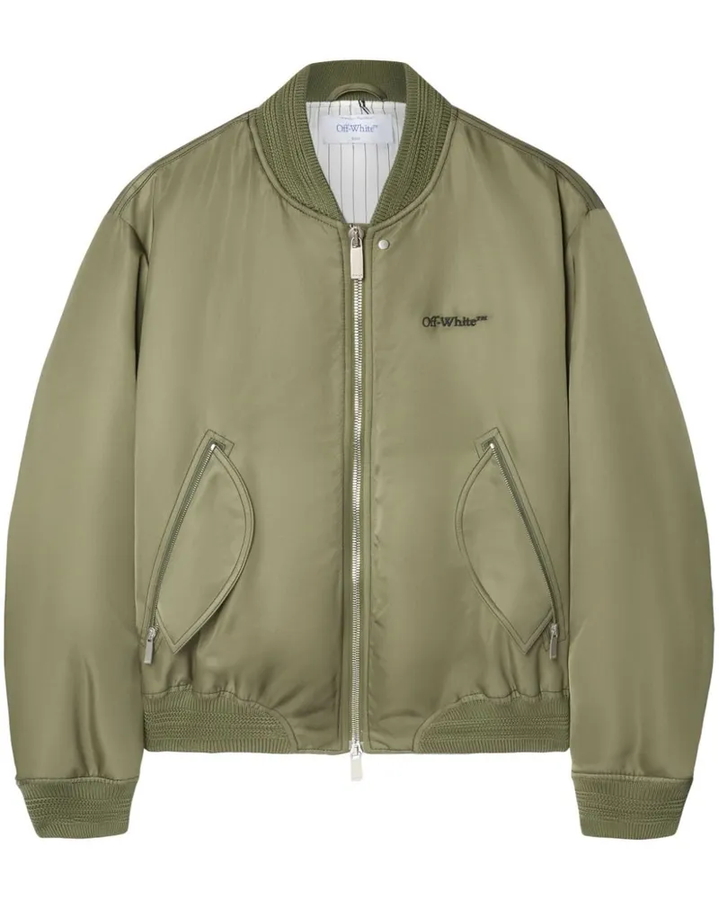 OFF-WHITE Bomberjacke mit Logo-Stickerei - Grün Grün