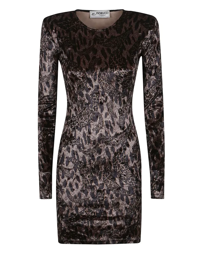 Fiorucci Samtkleid mit Leoparden-Print - Braun Braun