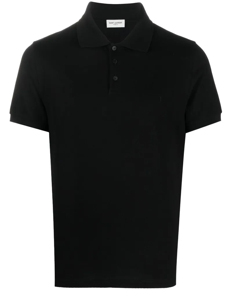 Saint Laurent Poloshirt mit Logo-Stickerei - Schwarz Schwarz