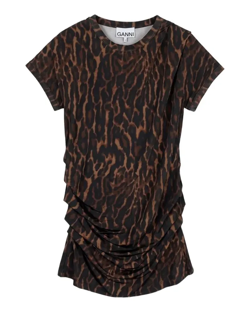 Ganni leopard-print draped blouse - Braun Braun