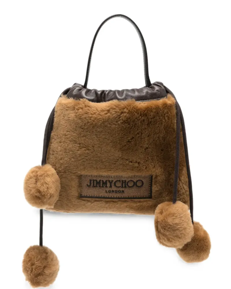 Jimmy Choo faux-shearling drawstring tote bag - Braun Braun