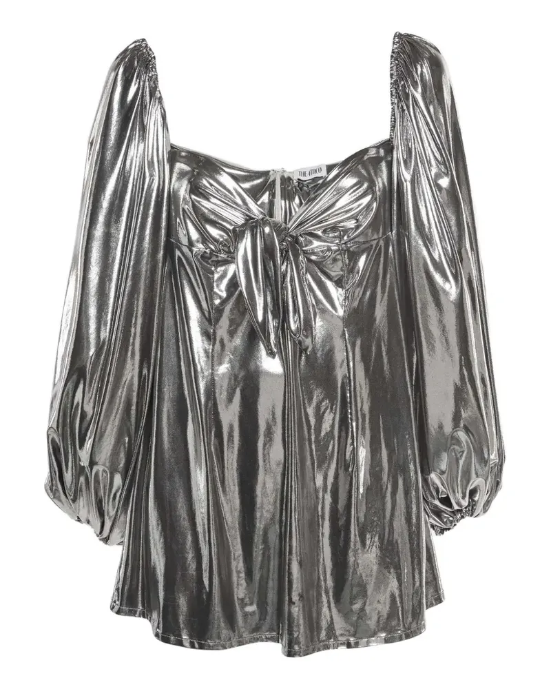 ATTICO lamé off-shoulder mini dress - Silber Silber
