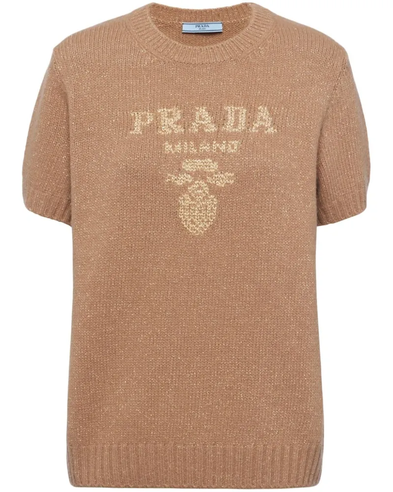 Prada Pullover mit Intarsien-Logo - Nude Nude