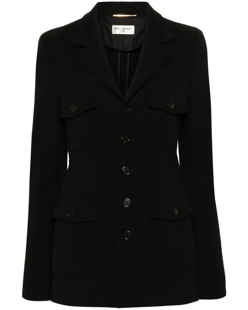 Saint Laurent Saharienne Blazer mit vier Taschen - Schwarz Schwarz