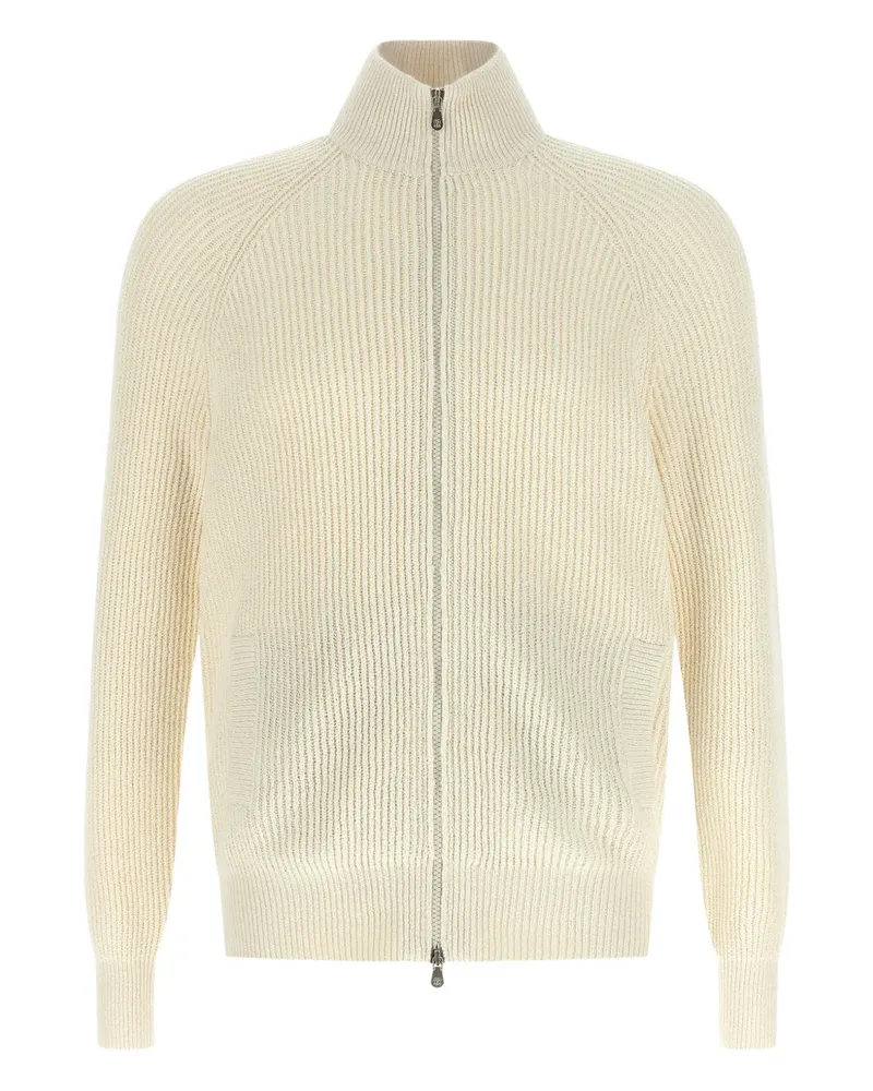 Brunello Cucinelli zip-up high-neck cardigan - Nude Nude