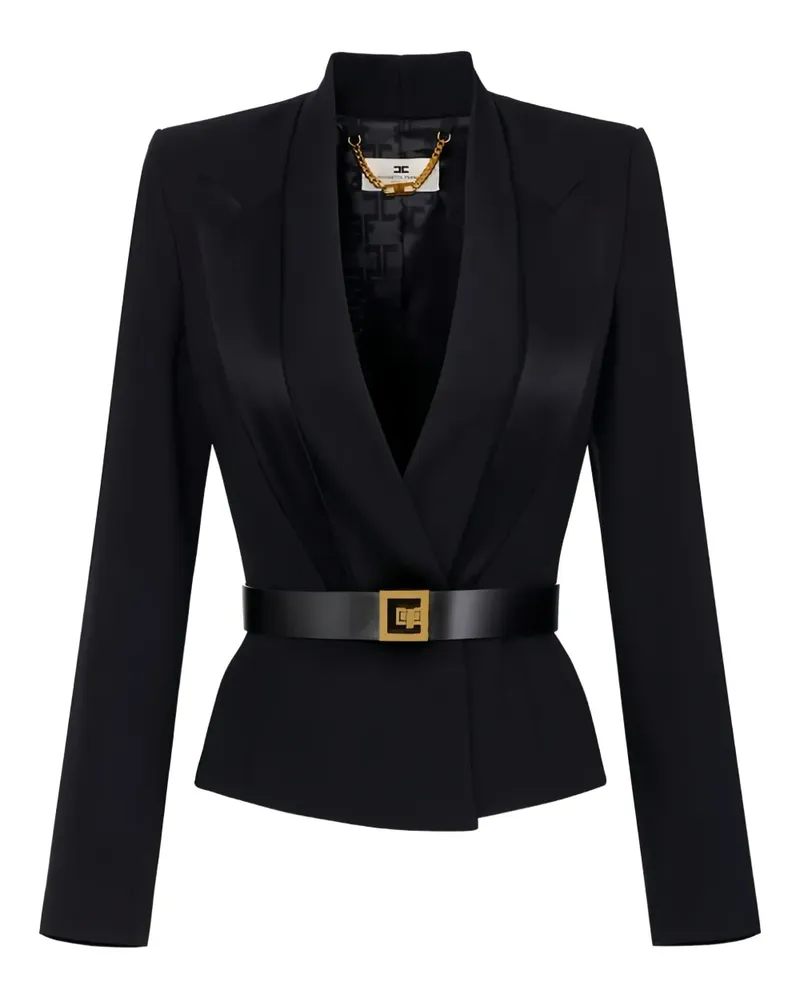 Elisabetta Franchi Sakko mit Revers aus Satin - Schwarz Schwarz