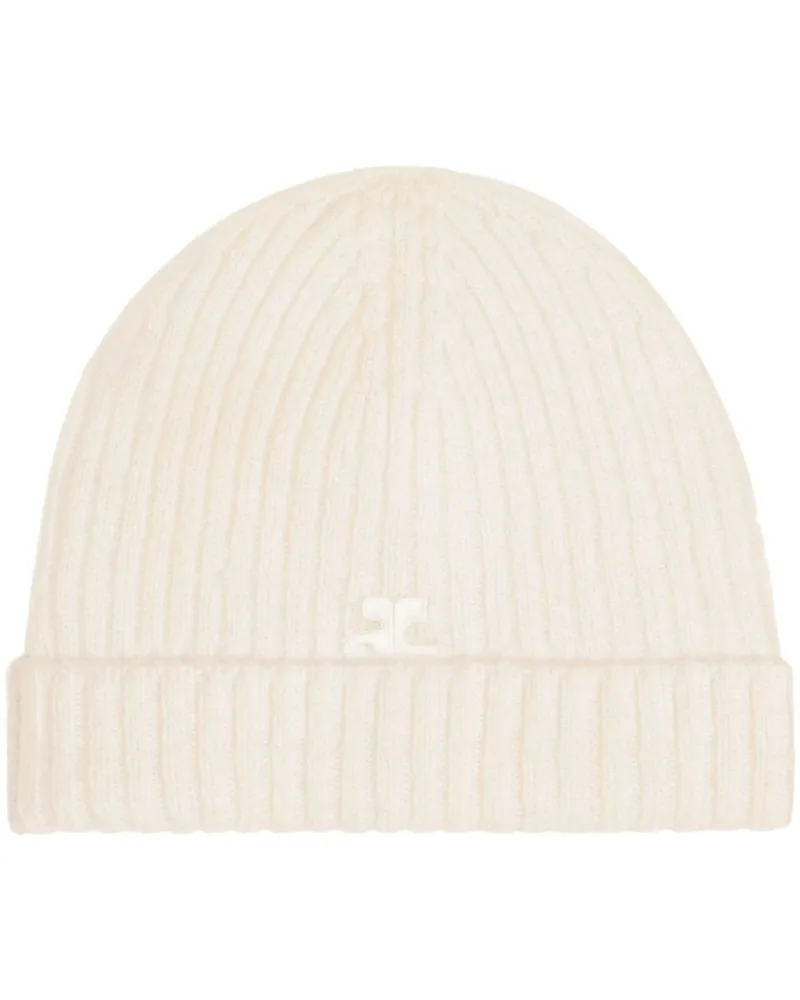 Courrèges Gerippte Beanie mit Logo-Patch - Nude Nude