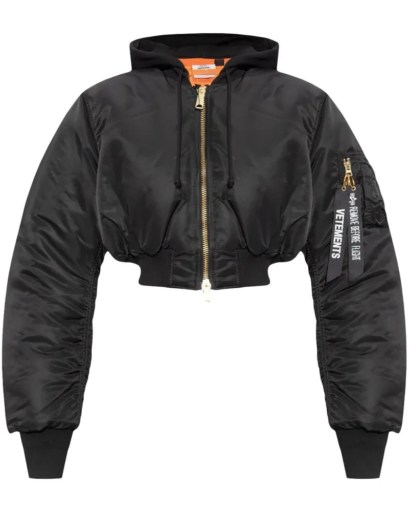 VETEMENTS Cropped-Bomberjacke - Schwarz Schwarz