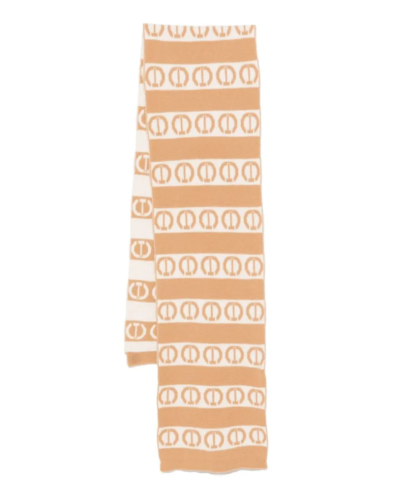 Twin-Set Schal mit Jacquard-Logo - Braun Braun