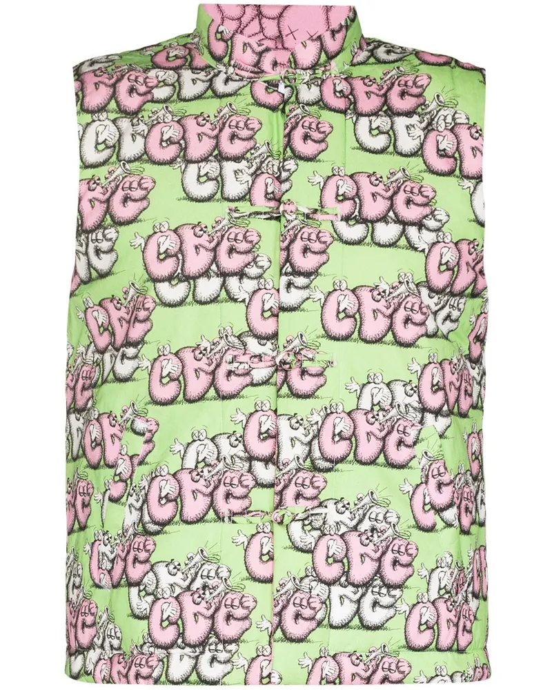 Comme des Garçons x KAWS Weste mit Cartoon-Logo - Grün Grün