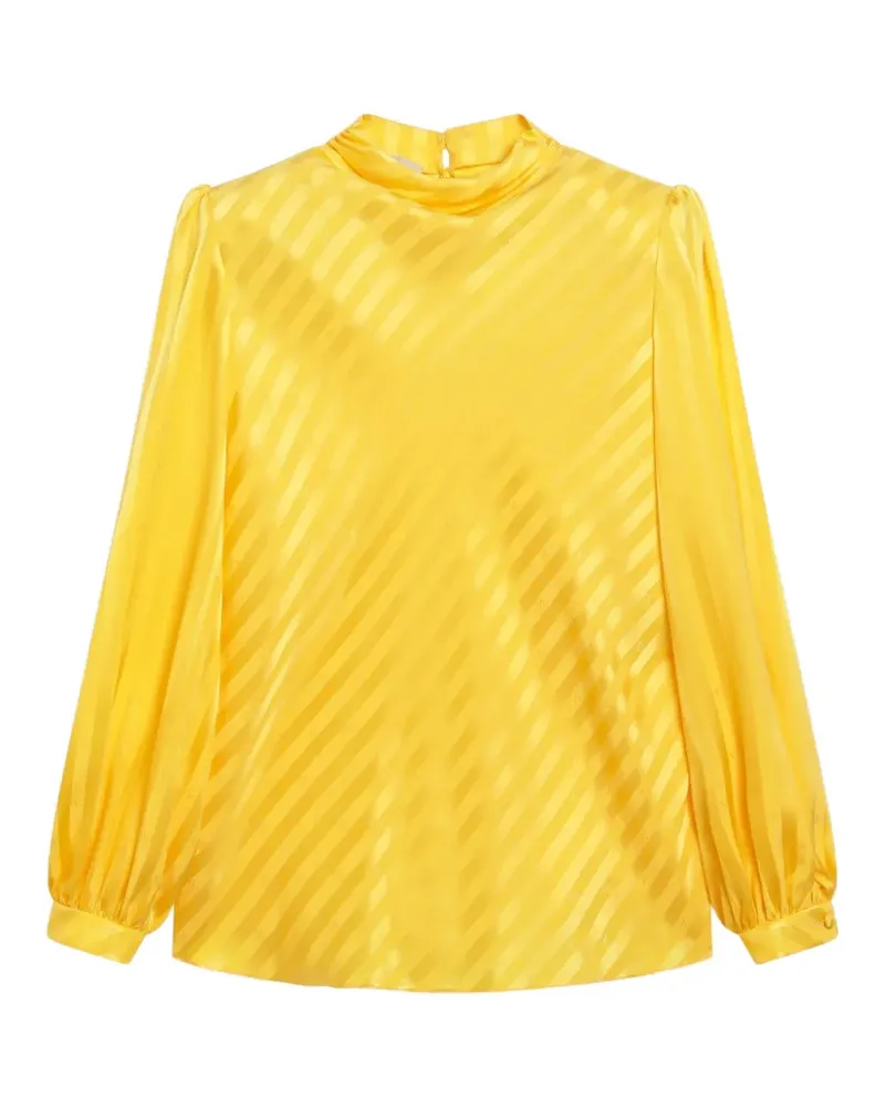 Valentino Garavani Gestreifte Jacquard-Bluse mit Stehkragen - Gelb Gelb