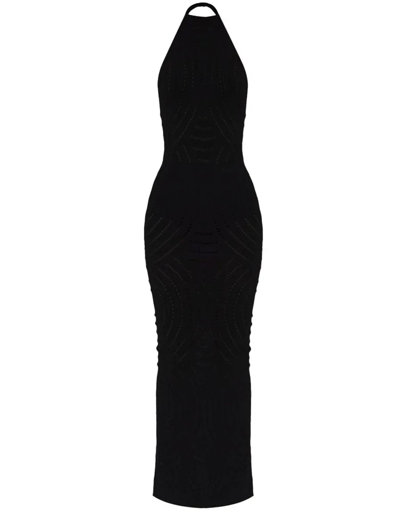 MISBHV Maxikleid in Lochstrick - Schwarz Schwarz