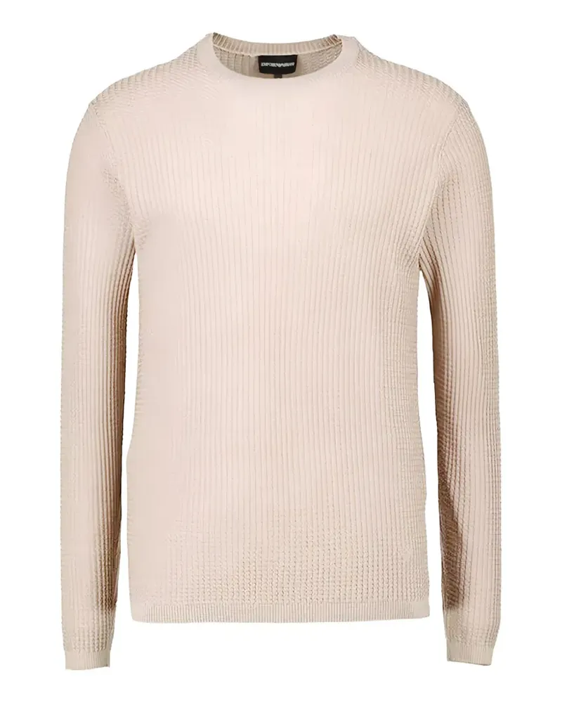 Emporio Armani ribbed-knit crew-neck sweater - Nude Nude