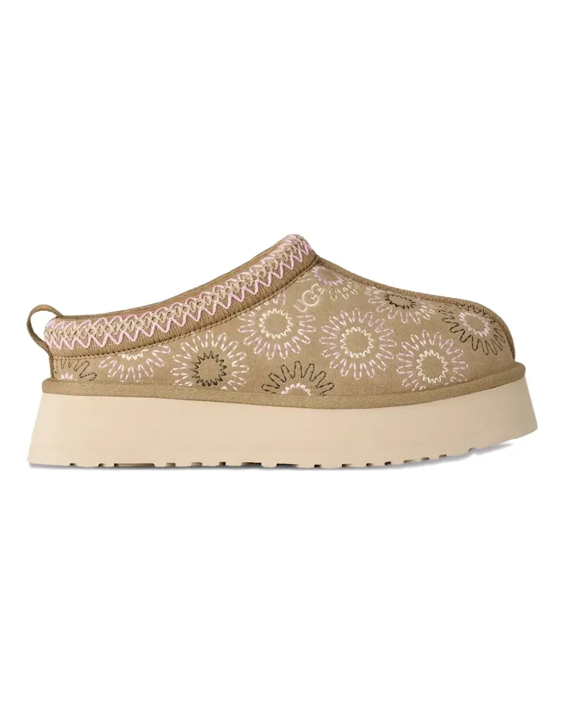 UGG floral-embroidery platform slippers - Braun Braun