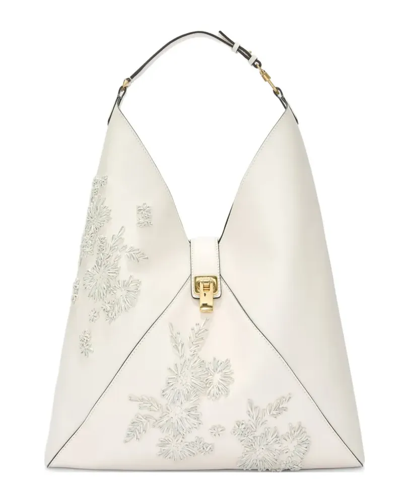 Ermanno Scervino large floral-embroidered leather tote bag - Nude Nude