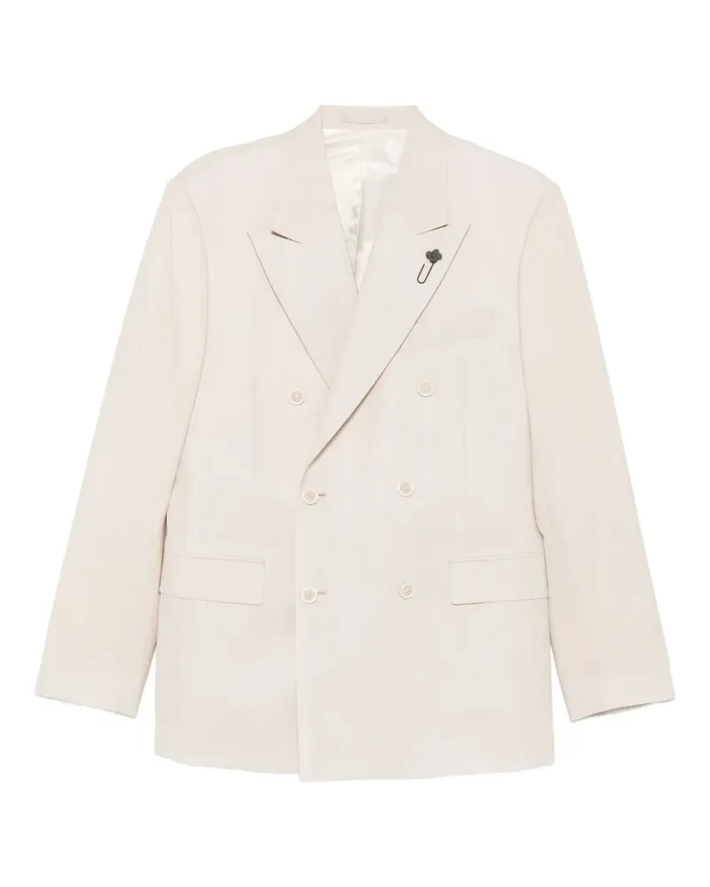 LARDINI flower-pin double-breasted suit - Nude Nude
