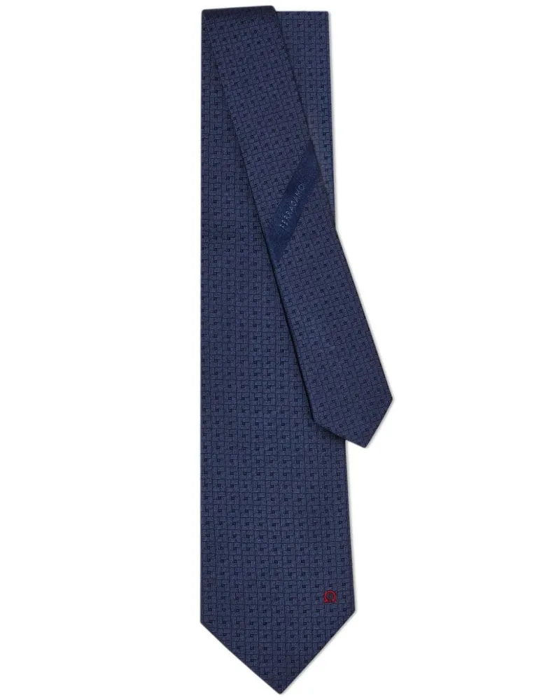 Ferragamo Jacquard-Krawatte mit Gancini-Stickerei - Blau Blau