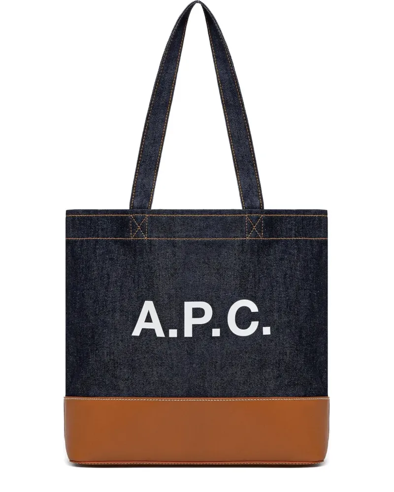 A.P.C. Tote Bag aus Denim mit Ledersockel - Blau Blau