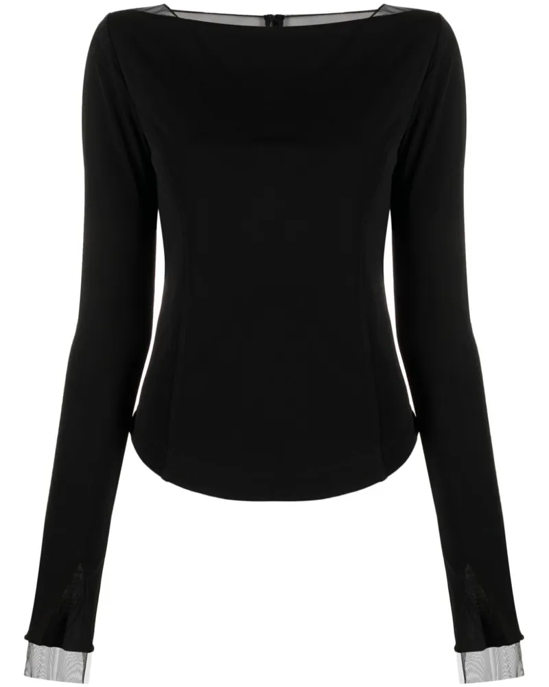 Helmut Lang Top mit Tülleinsatz Black