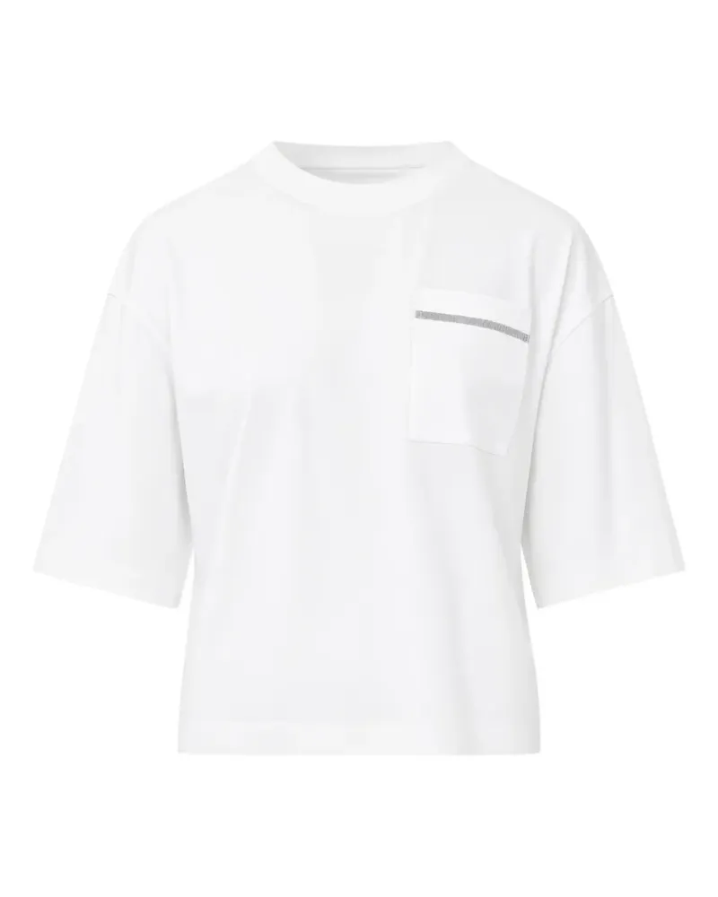 Brunello Cucinelli T-Shirt mit Monili-Borte - Weiß Weiß
