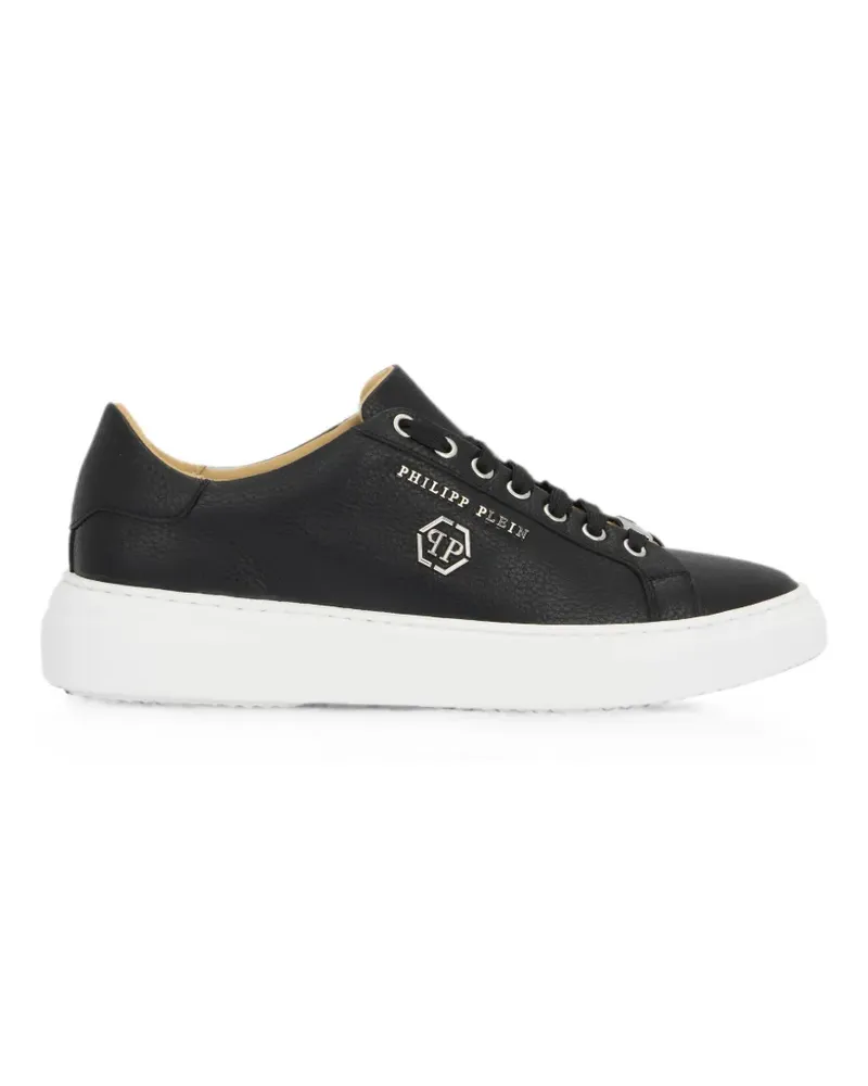 Philipp Plein leather lo-top sneakers Hexagon - Schwarz Schwarz
