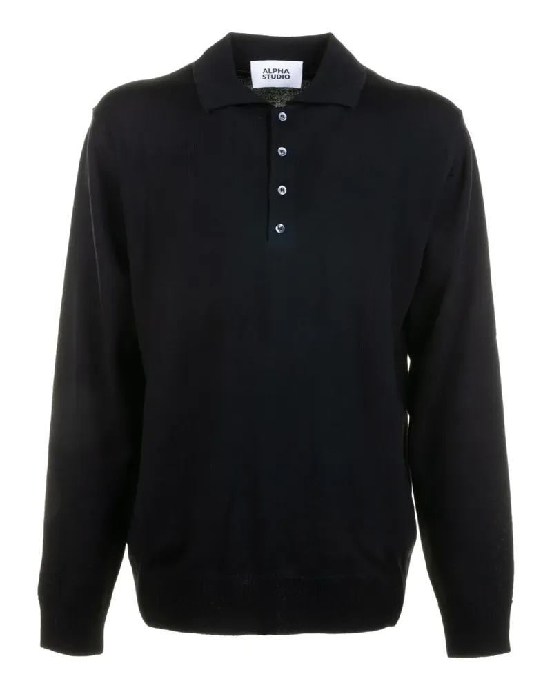 Alpha Studio Poloshirt aus Merinowolle - Blau Blau