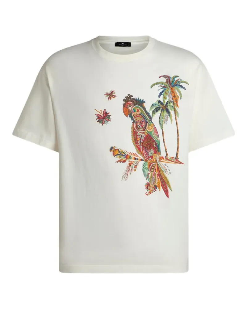 Etro Piqué-T-Shirt mit Papagei-Print - Nude Nude