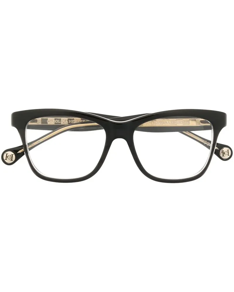Carolina Herrera New York Eckige Brille mit Logo-Print - Schwarz Schwarz