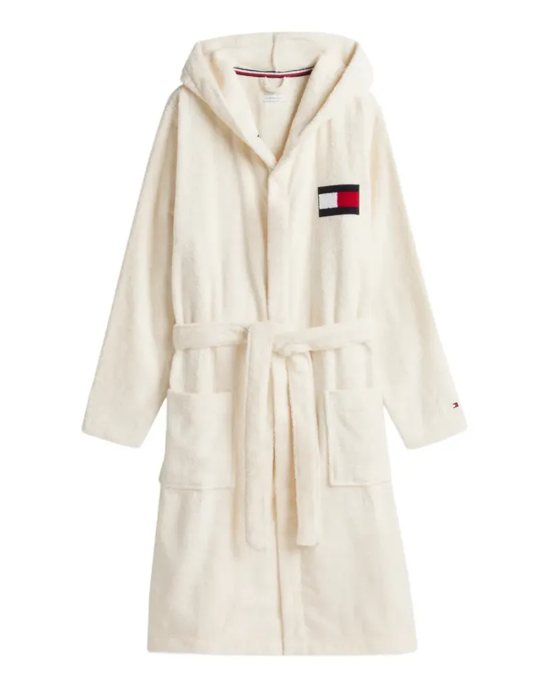 Tommy Hilfiger logo-patch hooded bathrobe - Nude Nude
