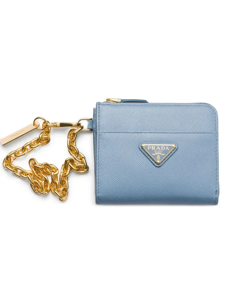 Prada Kleines Portemonnaie aus Saffiano-Leder - Blau Blau