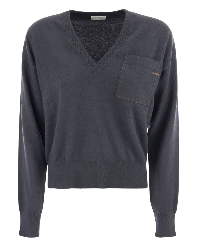 Brunello Cucinelli Pullover mit V-Ausschnitt - Grau Grau