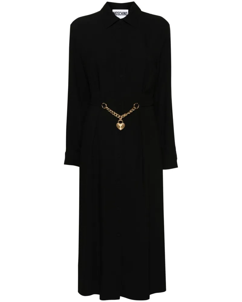 Moschino Hemdkleid mit Gürtel - Schwarz Schwarz