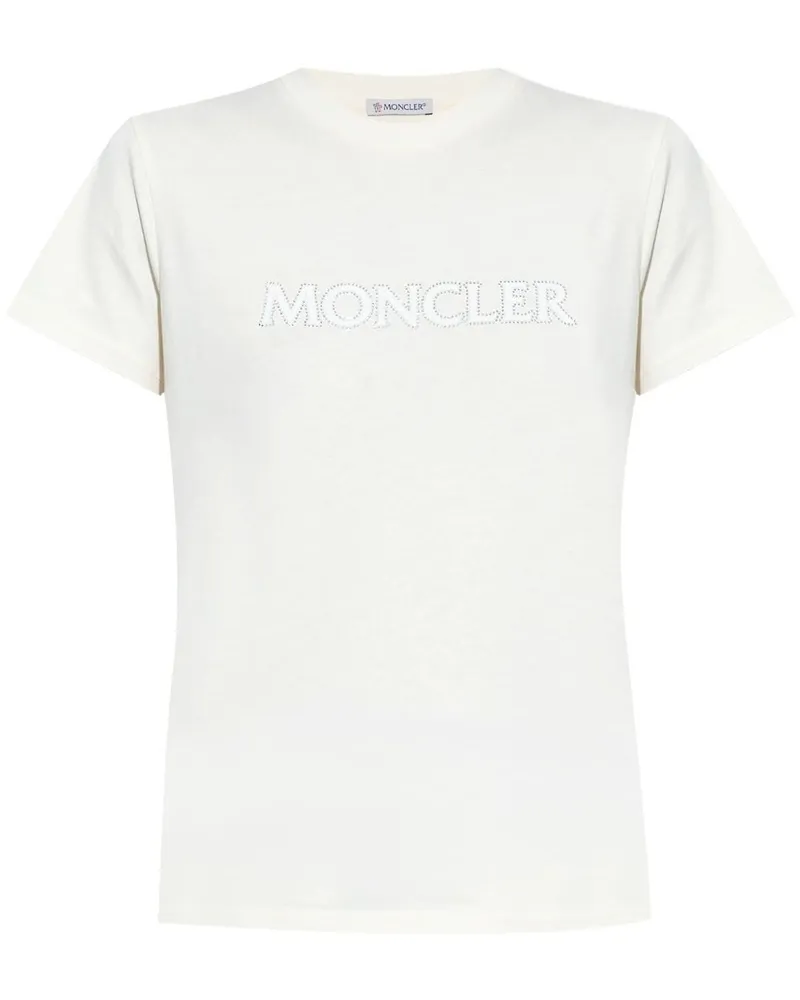 Moncler T-Shirt mit Kristall-Logo - Nude Nude