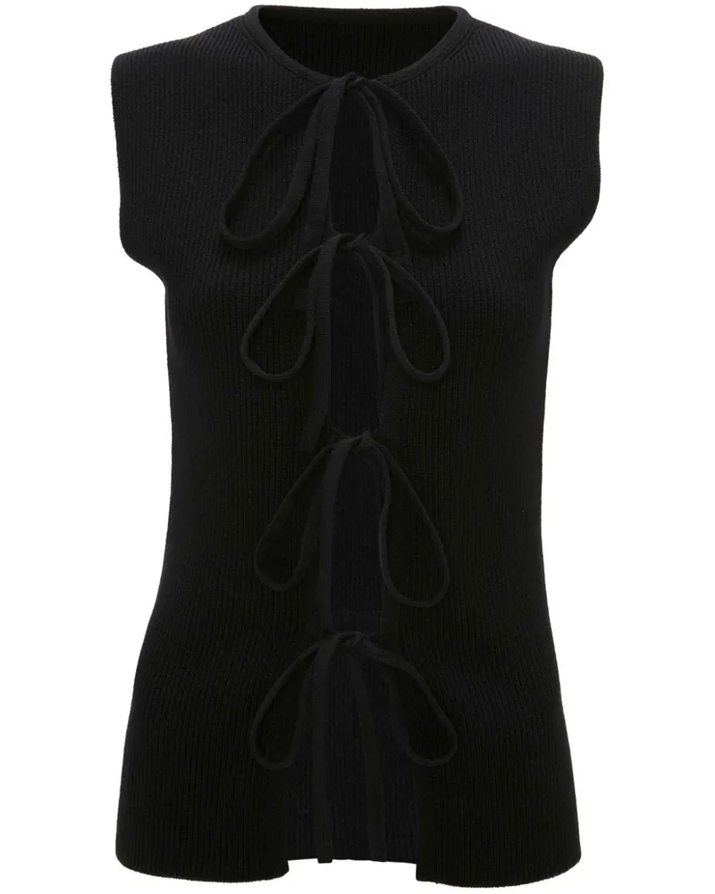 J.W.Anderson Geripptes Tanktop mit Schleife - Schwarz Schwarz