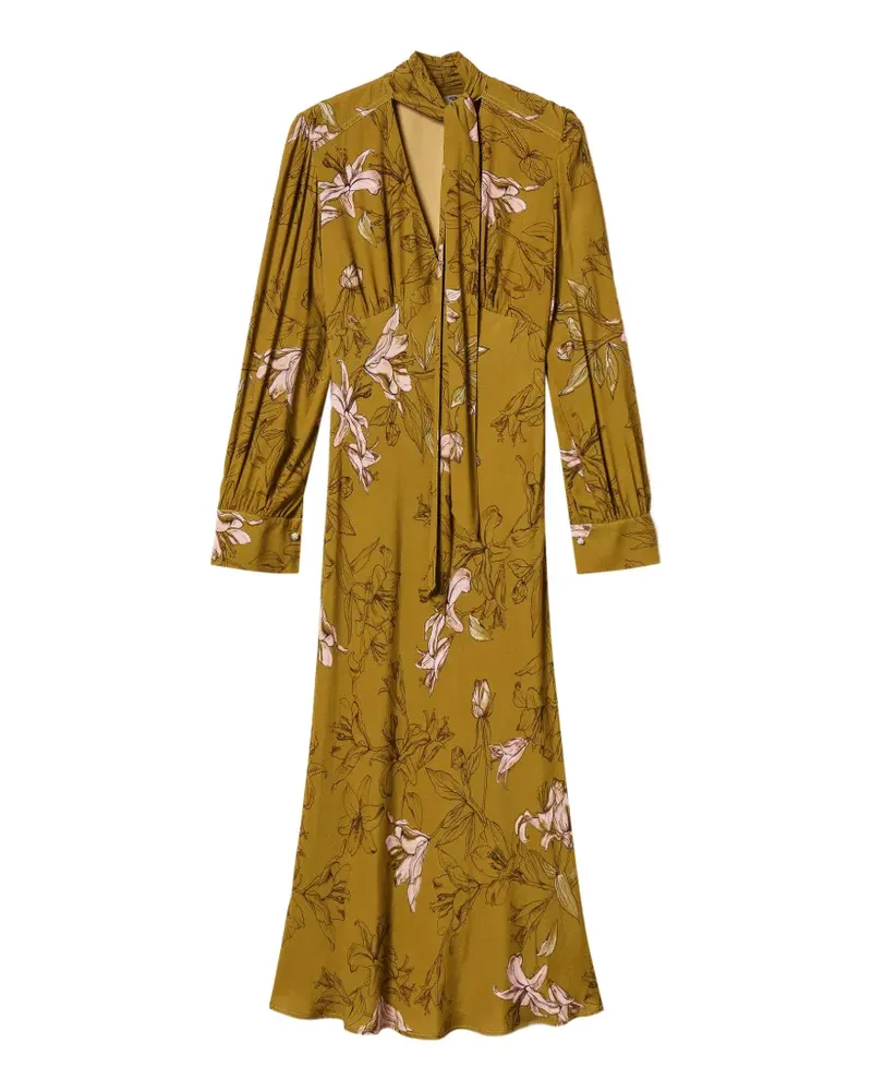 Twin-Set Midikleid aus Crêpe de Chine - Braun Braun