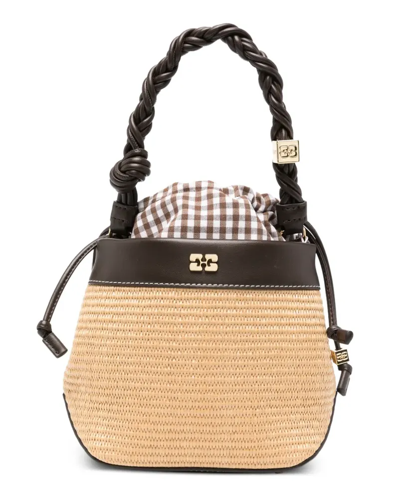 Ganni Bou Beuteltasche mit geflochtenem Riemen - Nude Nude