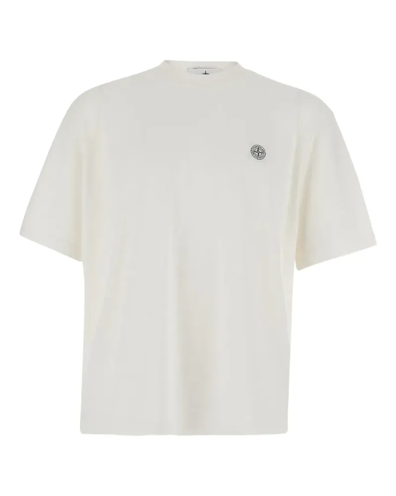 Stone Island T-Shirt aus Bio-Baumwolle mit Logo - Weiß Weiß