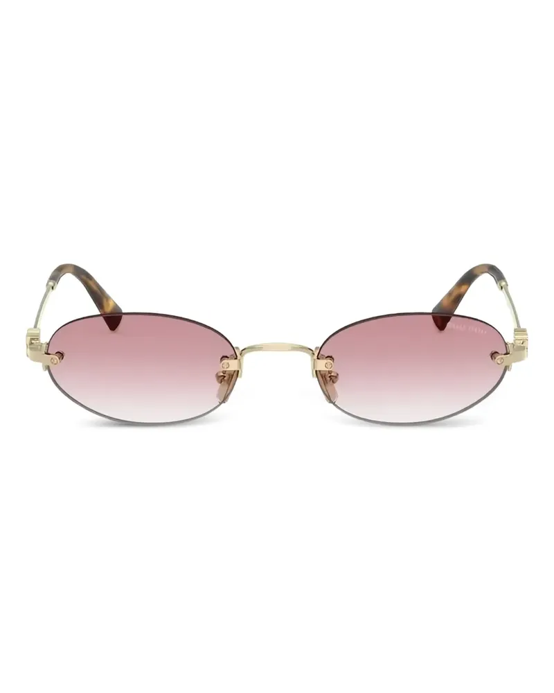 Miu Miu Sonnenbrille mit ovalem Gestell - Gold Gold