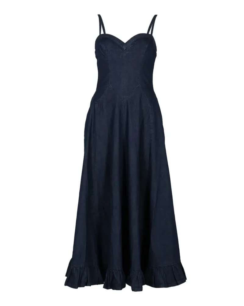 Free People Another Season Jeanskleid mit Rüschenbesatz - Blau Blau