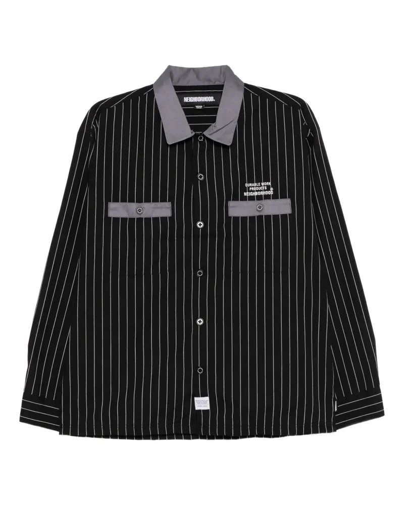 Neighborhood striped pocket shirt - Schwarz Schwarz