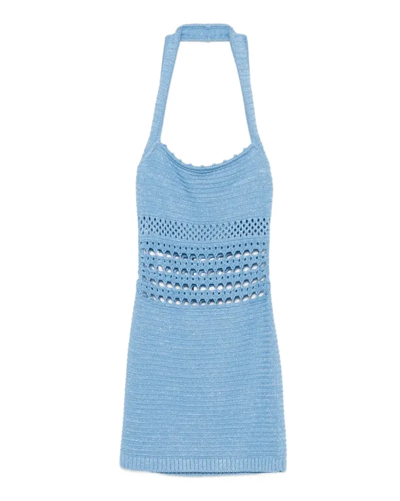 Retrofête crochet-construction halterneck mini dress - Blau Blau