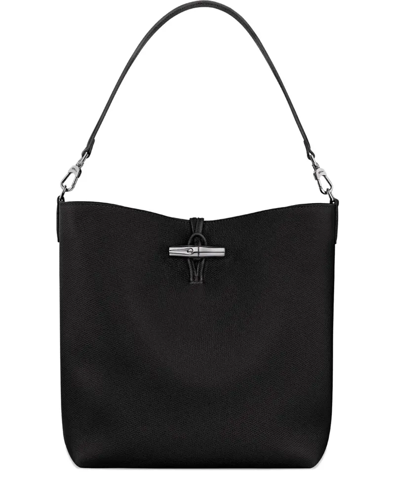 Longchamp Mittelgroße Le Roseau Schultertasche - Schwarz Schwarz