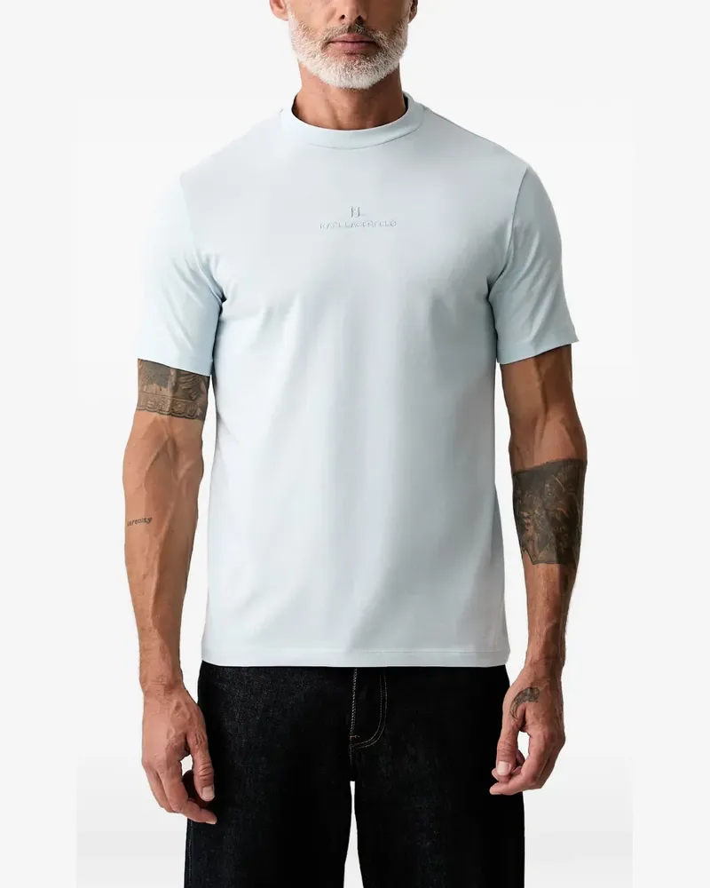 Karl Lagerfeld logo-embroidered T-shirt - Blau Blau
